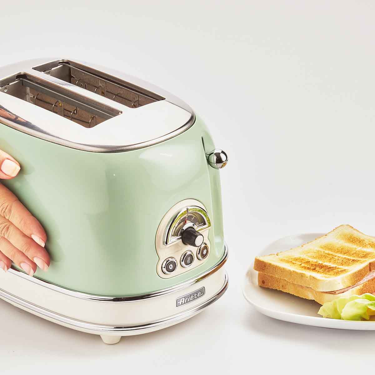 Torradeira Elétrica Ariete 155 Vintage Verde p/ 2 Fatias , 6 Níveis de Tostagem, 750W - Imagem 3