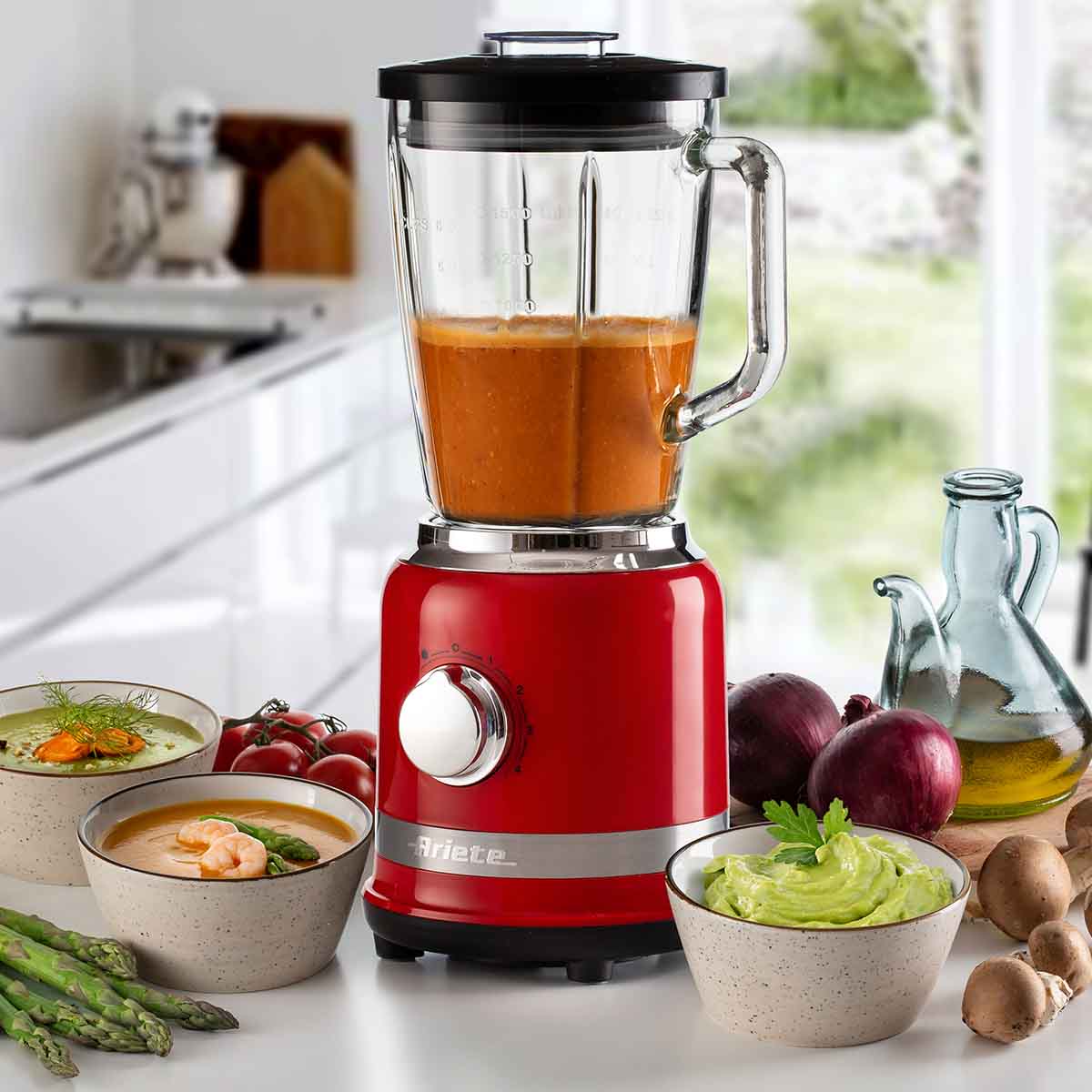 Liquidificador Ariete 585 Moderna Vermelho, Copo de Vidro 1,5L - 1000W - Imagem 4