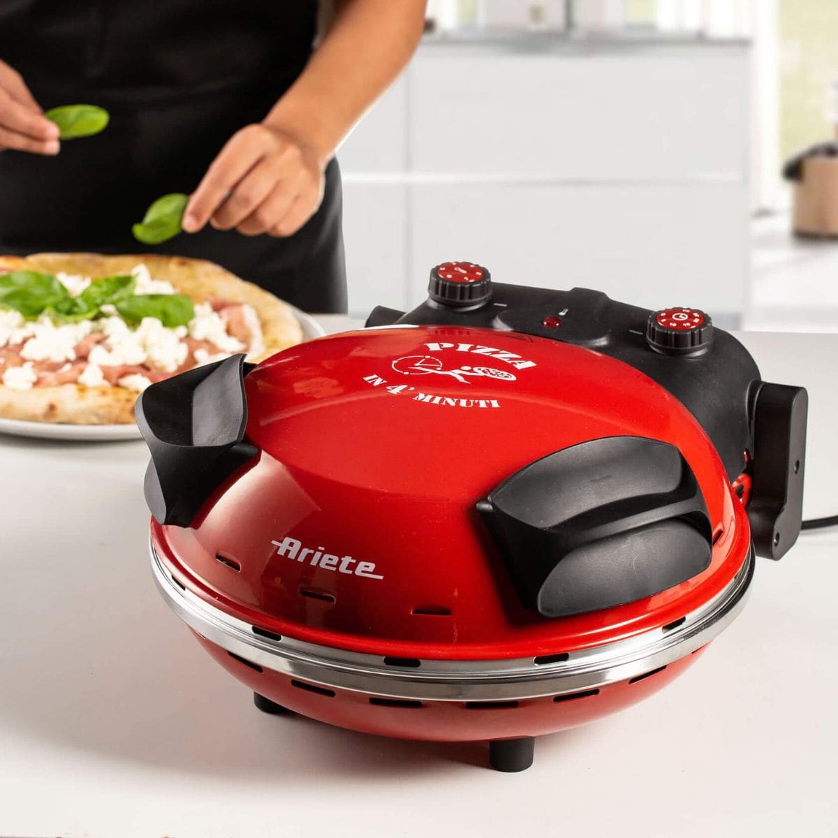 Forno de Pizza Elétrico Ariete 909 c/ pedra refratária 1200W 400ºC Vermelho - Imagem 5