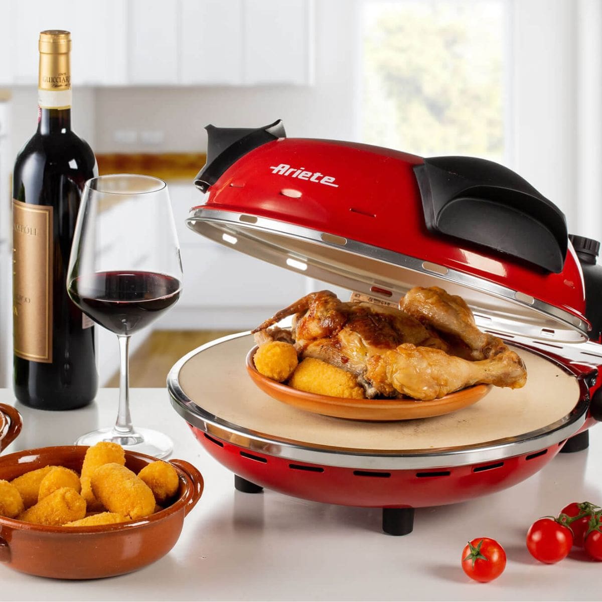 Forno de Pizza Elétrico Ariete 909 c/ pedra refratária 1200W 400ºC Vermelho - Imagem 8